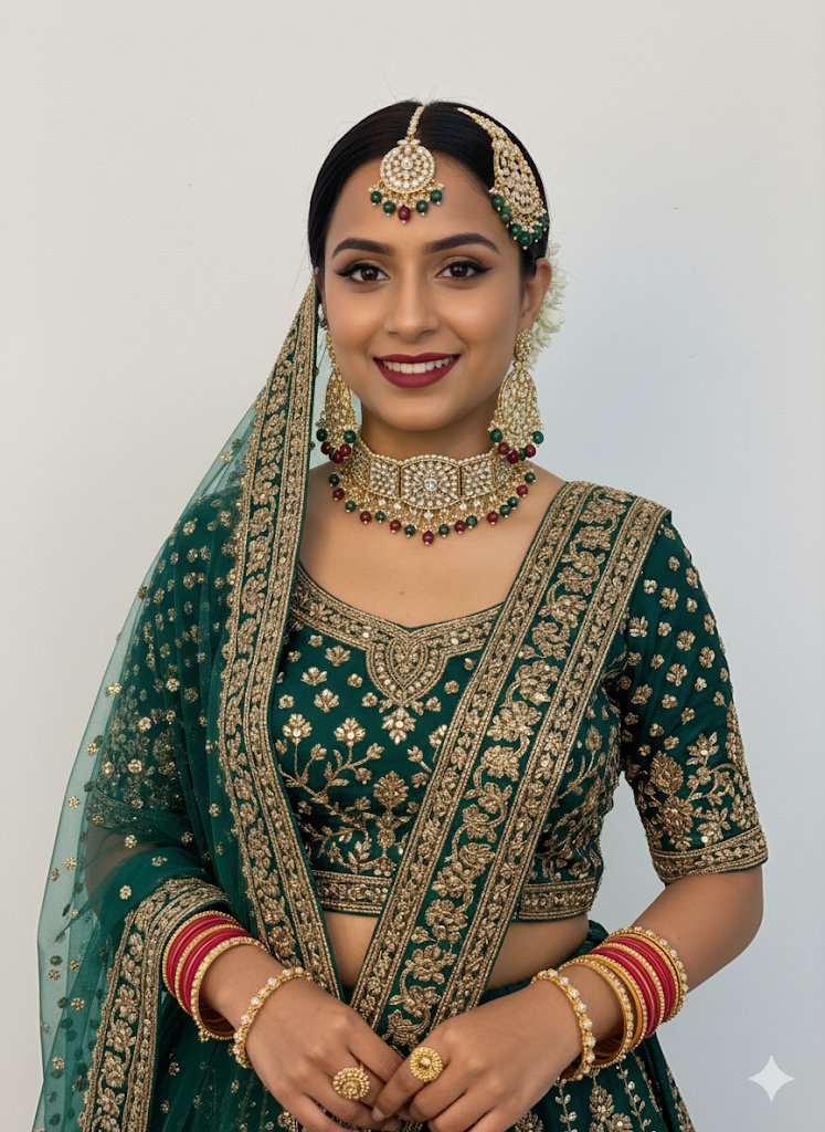 Heavy bridal Kundan set with mang Tika and sider Tika