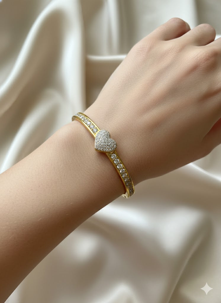 Golden heart bangle