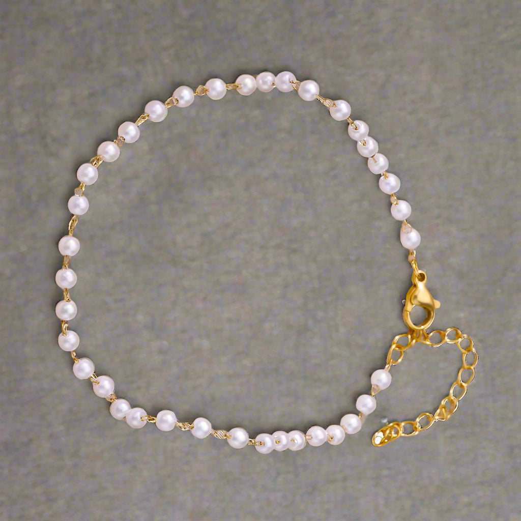 white beads simple Style Stainless Steel Artificial Gemstones Anklet