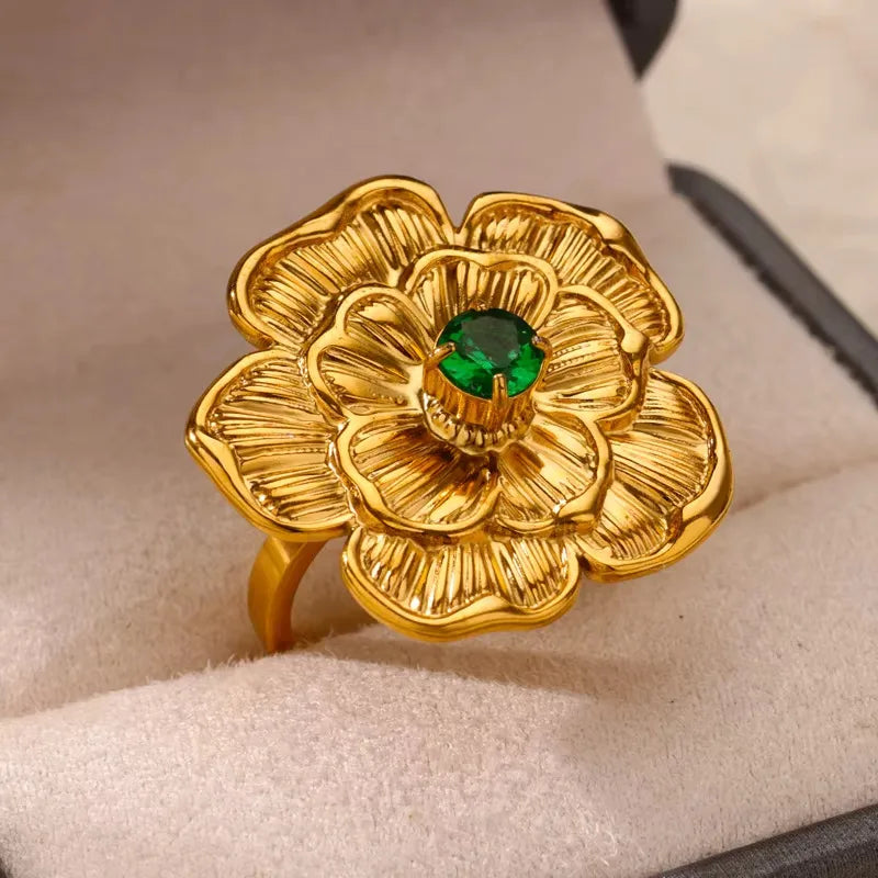 PVD Coated Real Gold Plated 18K Gold Geometric 304 Stainless Steel Vintage Style French Style Waterproof Non Tarnish Open Rings