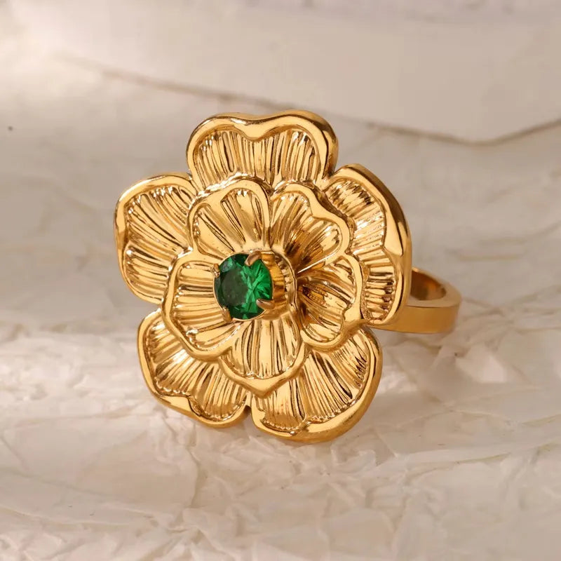 PVD Coated Real Gold Plated 18K Gold Geometric 304 Stainless Steel Vintage Style French Style Waterproof Non Tarnish Open Rings