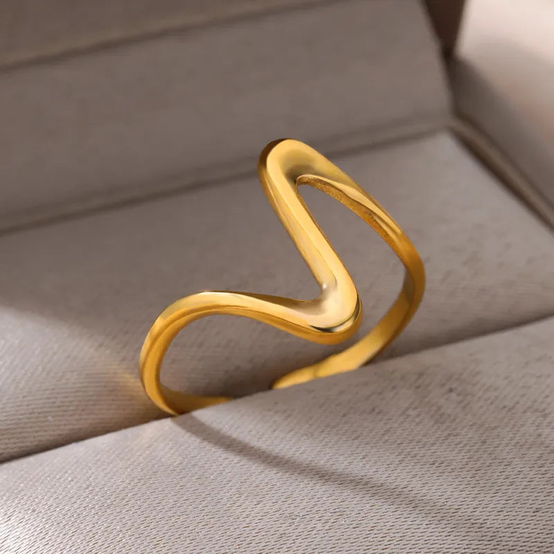 Gold Plated Stainless Steel Pearl Ring Shell Open Ring Head Portrait Jewelry Simple Style Women's Fashion Accessories Simple Minimalist