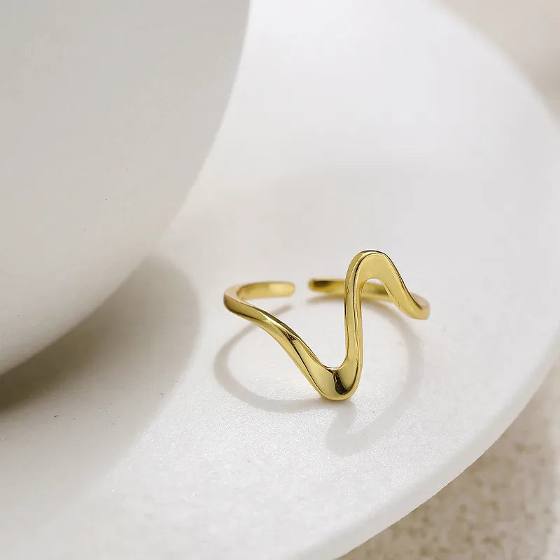 Gold Plated Stainless Steel Pearl Ring Shell Open Ring Head Portrait Jewelry Simple Style Women's Fashion Accessories Simple Minimalist