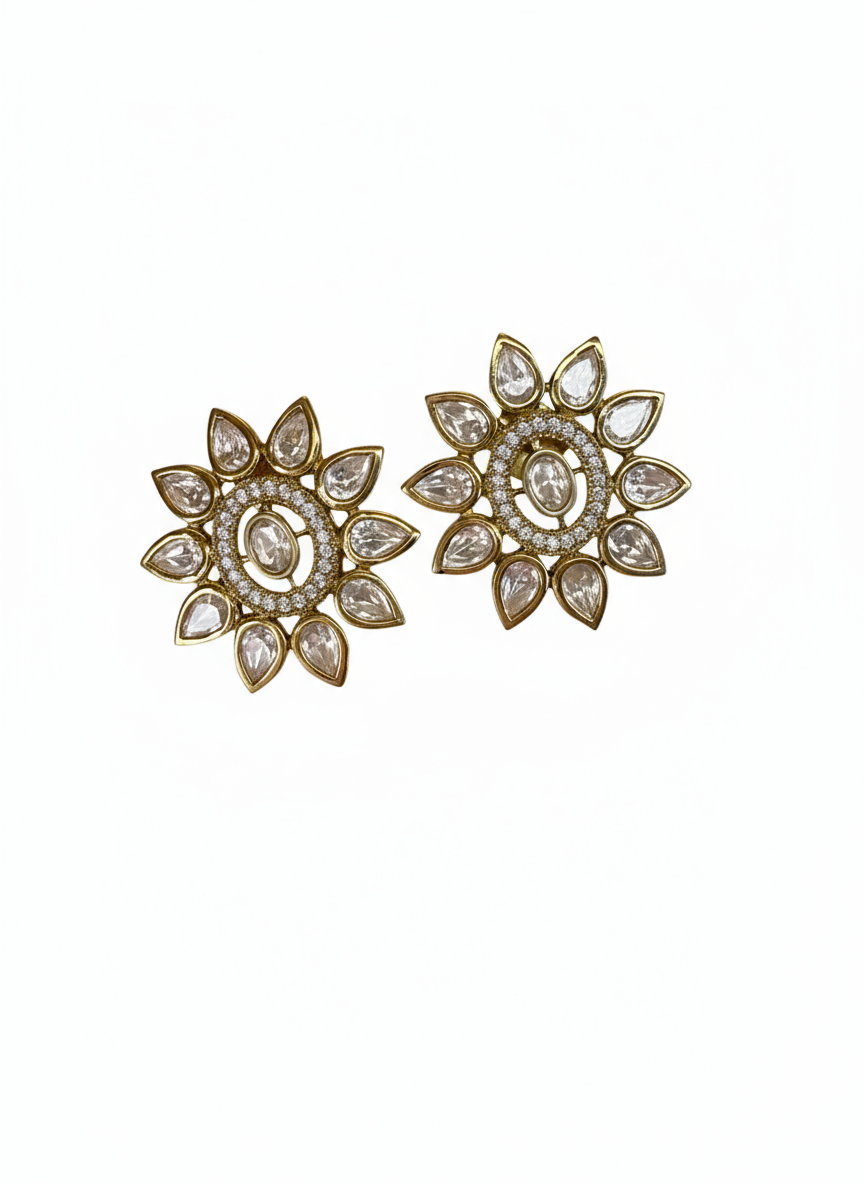 Flower style Kundan studs
