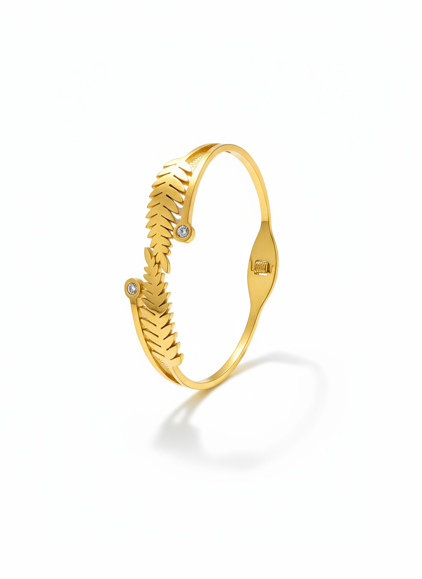 Leaf bracelet with stainless steel