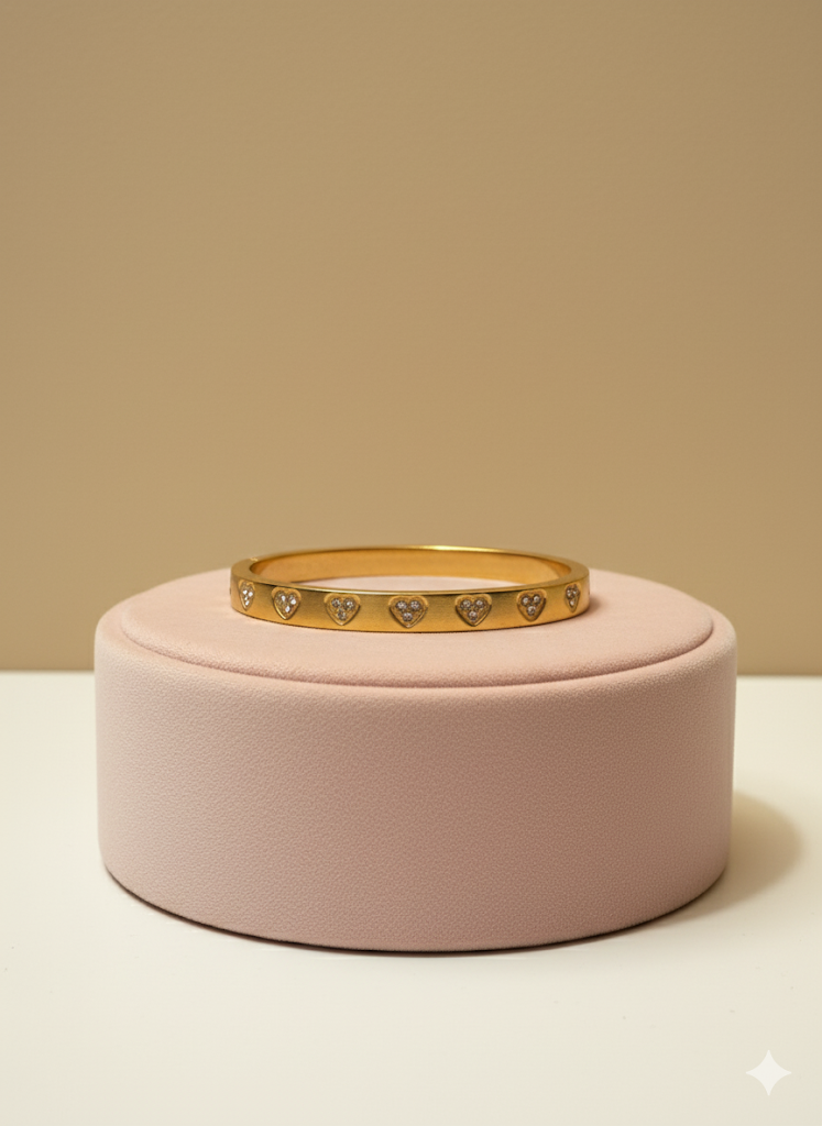 18k gold plated heart shape stainless steel bangle