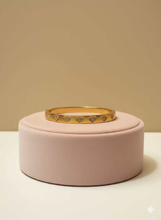 18k gold plated heart shape stainless steel bangle