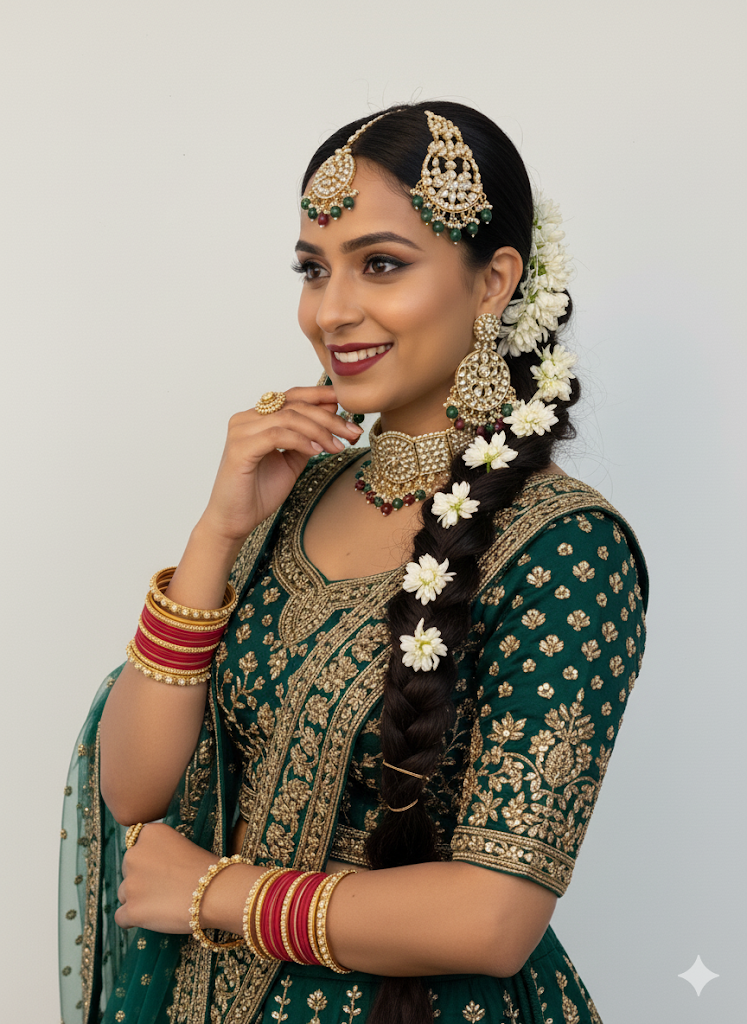 Heavy bridal Kundan set with mang Tika and sider Tika