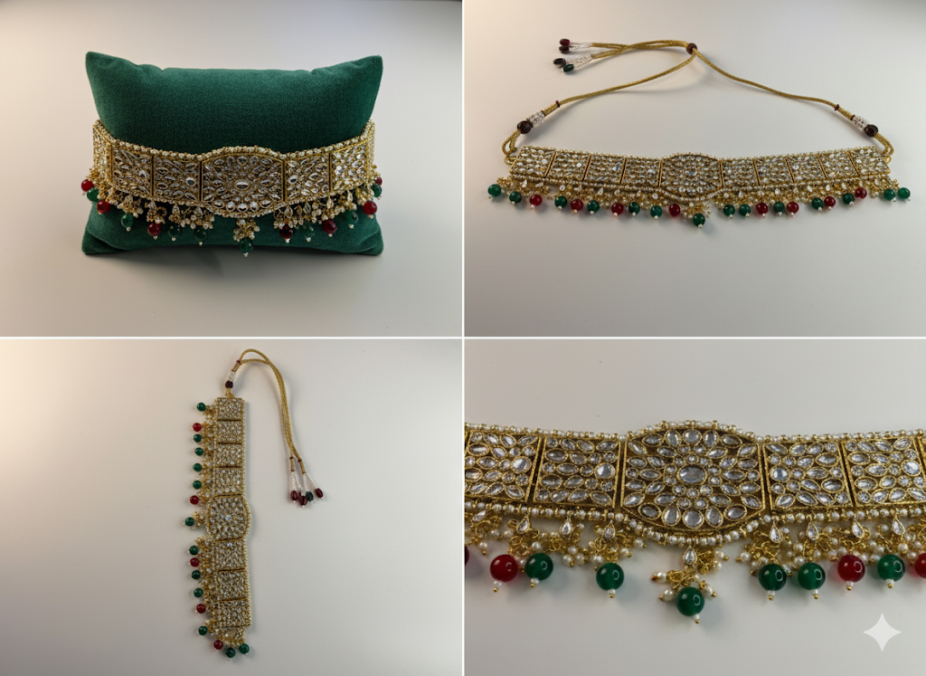Heavy bridal Kundan set with mang Tika and sider Tika
