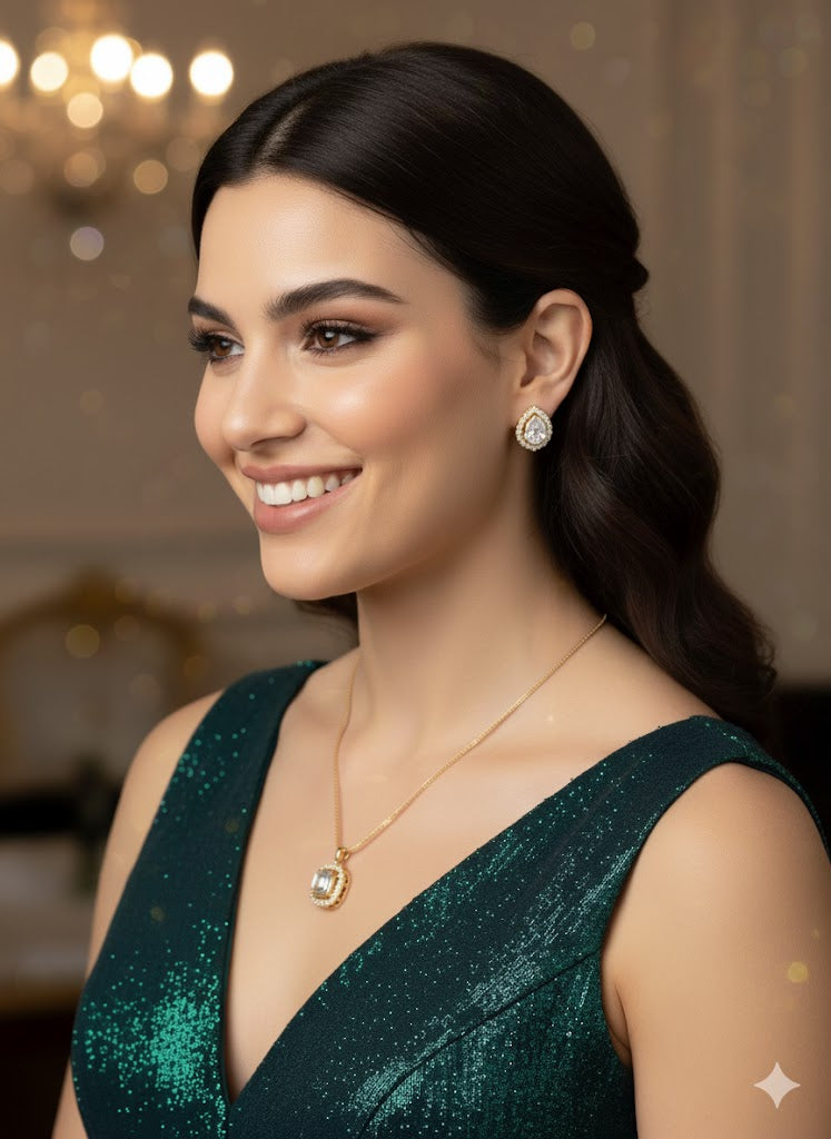 Moissainite pendant set with beautiful earrings