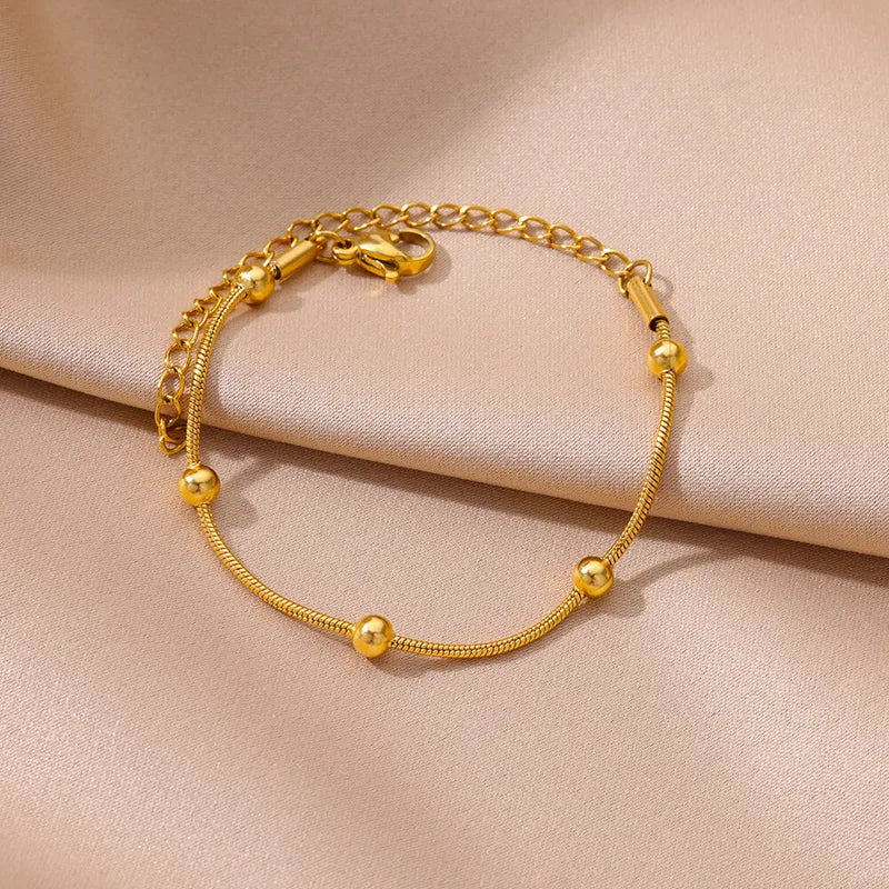 Simple Style Commute Geometric Stainless Steel Artificial Gemstones Anklet