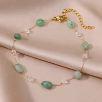 beautiful, beaded stone Geometric Stainless Steel Artificial Gemstones anklet