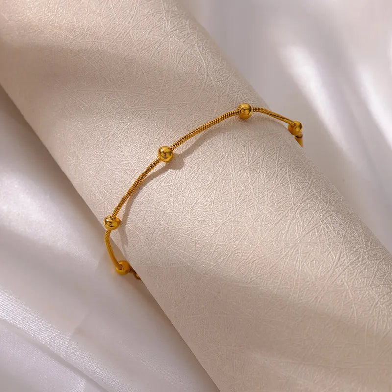 Simple Style Commute Geometric Stainless Steel Artificial Gemstones Anklet
