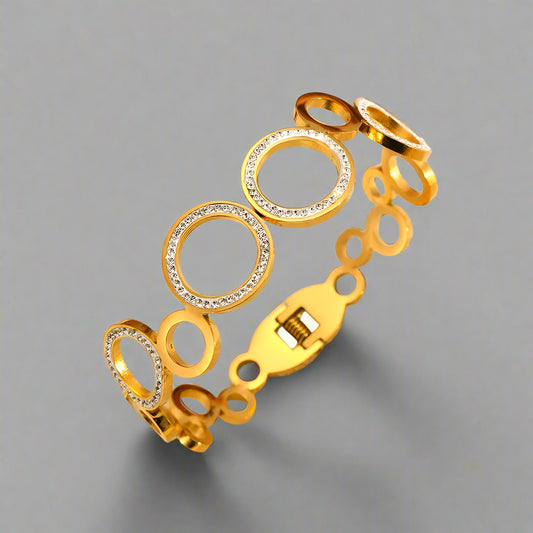 PVD Coated Real Gold Plated 18K Gold Solid Color  Stainless Steel Vintage Style Waterproof NonTarnish 304 Stainless Steel Bangle
