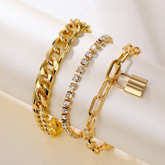New Niche Fashion Creative Round Love Cross Bracelet 3piece Design Sense Chain Bracelet Hand