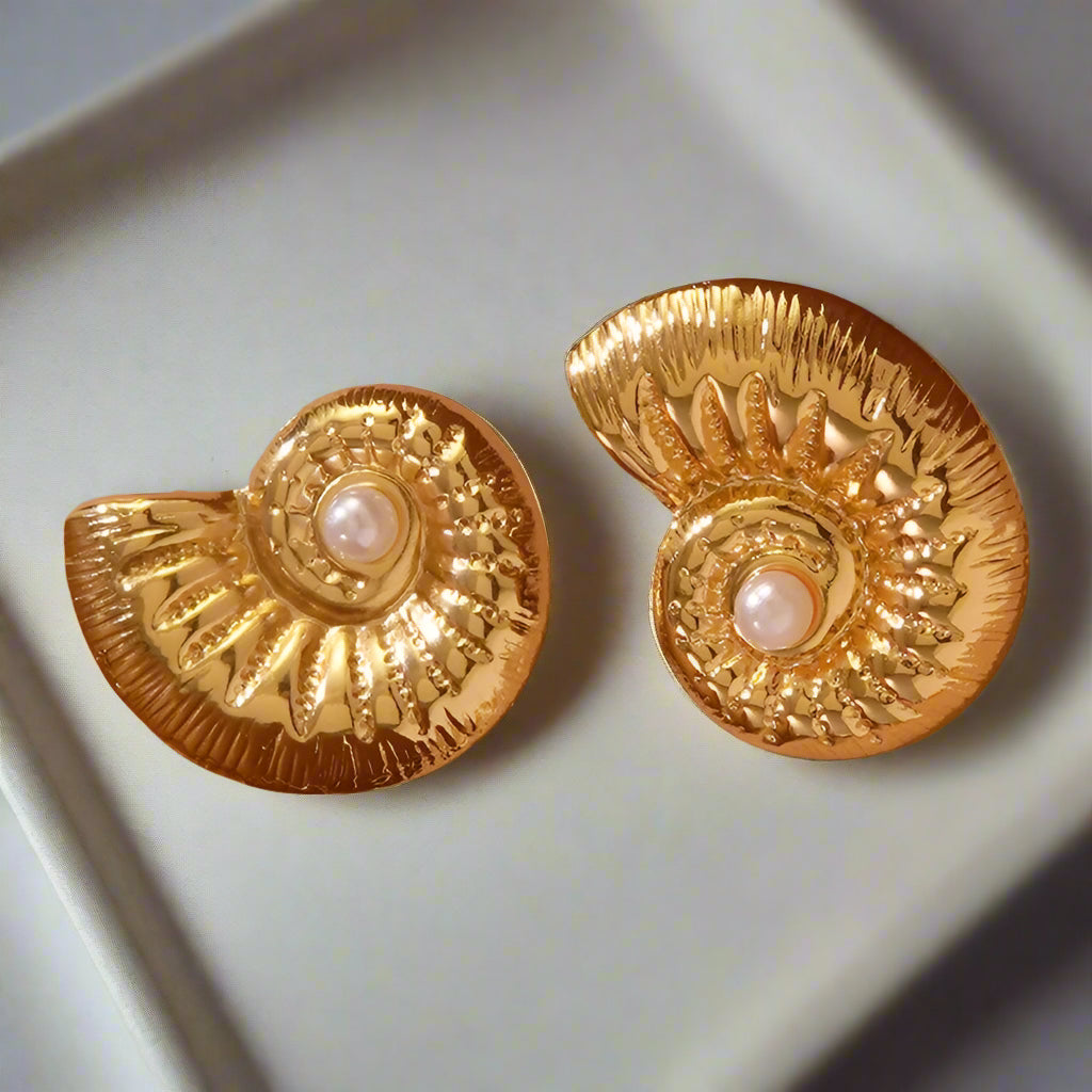 Steel Imitation Gold Electroplating Ear Studs Stainless Steel Stud Earrings Beach Collection