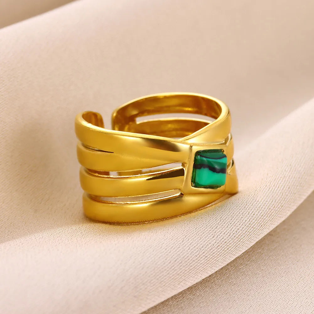 18K Gold Stainless Steel Drip Oil Ring High-End Sensation Hand Jewelry