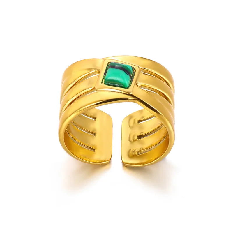 18K Gold Stainless Steel Drip Oil Ring High-End Sensation Hand Jewelry