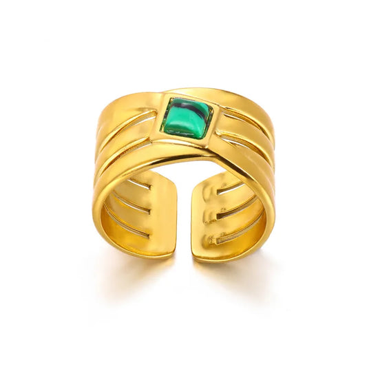 18K Gold Stainless Steel Drip Oil Ring High-End Sensation Hand Jewelry