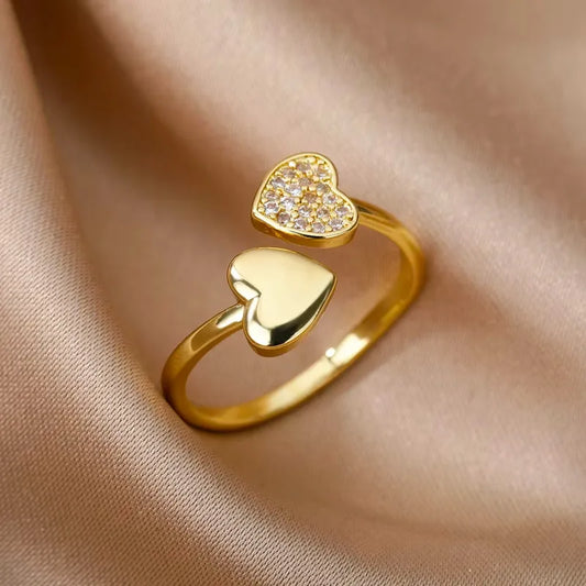 Heart shape adjustable ring