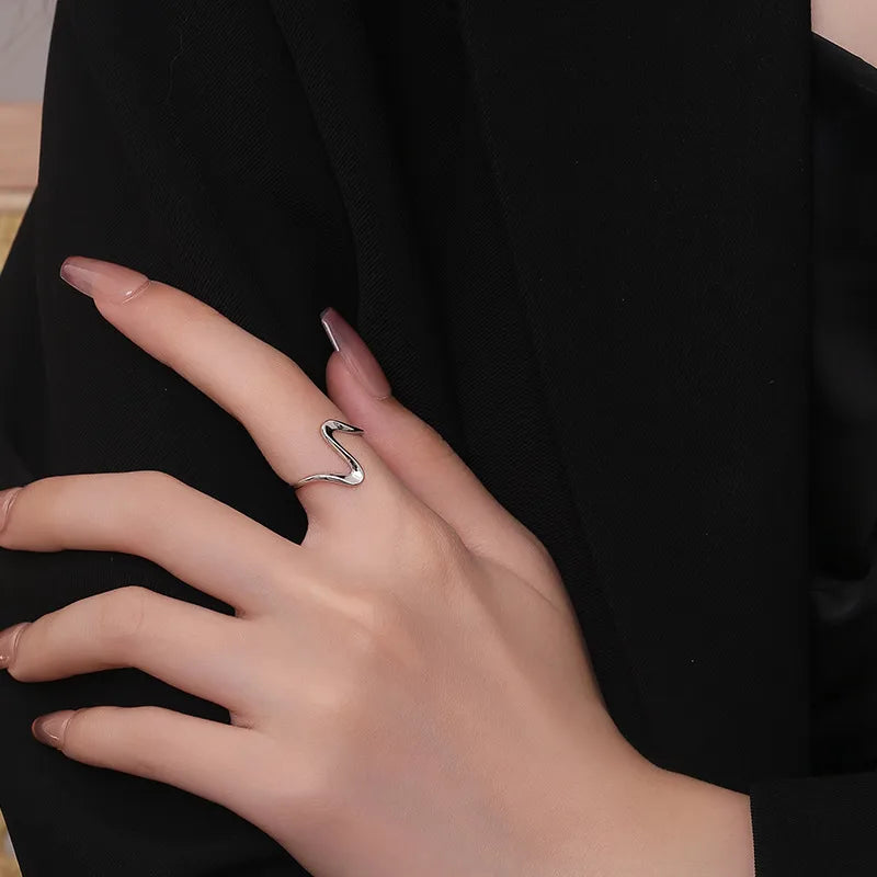 Gold Plated Stainless Steel Pearl Ring Shell Open Ring Head Portrait Jewelry Simple Style Women's Fashion Accessories Simple Minimalist