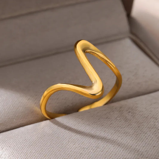 Gold Plated Stainless Steel Pearl Ring Shell Open Ring Head Portrait Jewelry Simple Style Women's Fashion Accessories Simple Minimalist