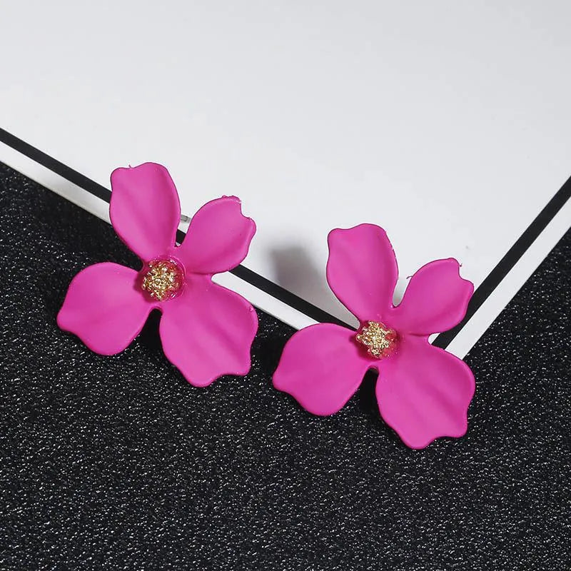 Flower Plating Alloy No Inlaid Stud Earrings