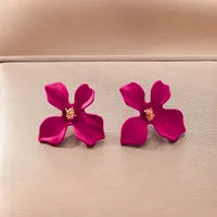 Flower Plating Alloy No Inlaid Stud Earrings