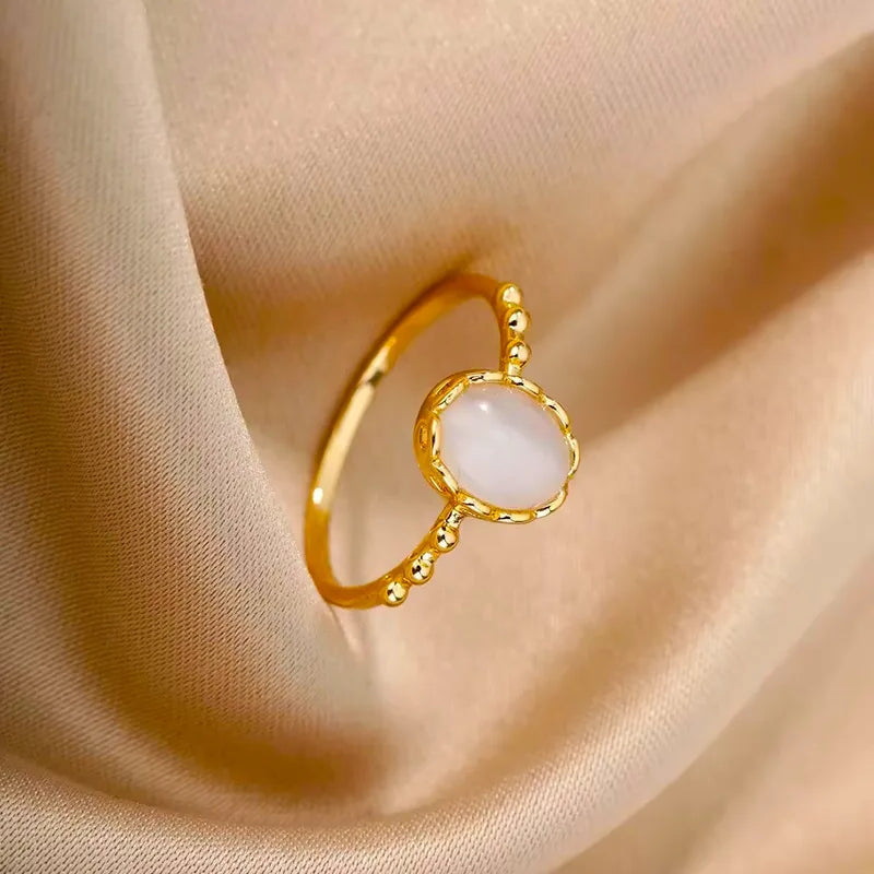 Real Gold Plated 18K Gold Stainless Steel Simple Style Waterproof NonTarnish Open Rings