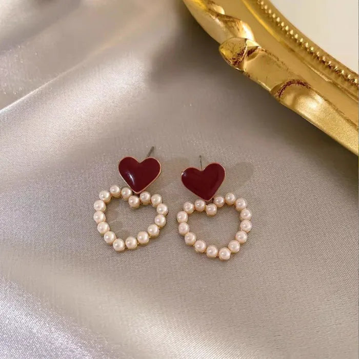 New Sweet Trend Cute Heart Pearl Heart Ear Clip Without Ear Holes Simple Fashion All-Match Fresh Ear Clip