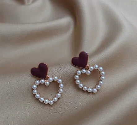 New Sweet Trend Cute Heart Pearl Heart Ear Clip Without Ear Holes Simple Fashion All-Match Fresh Ear Clip