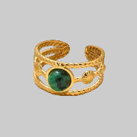 Real Gold Plated 18K Gold Geometric Stainless Steel Retro Waterproof Non Tarnish Open Rings
