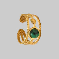Real Gold Plated 18K Gold Geometric Stainless Steel Retro Waterproof Non Tarnish Open Rings