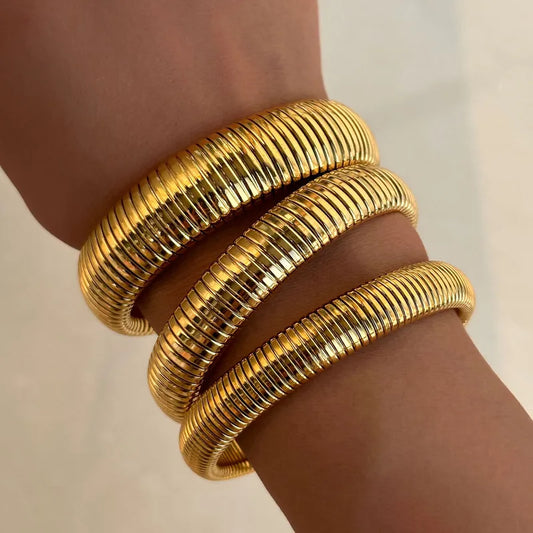 IG Style Basic Solid Color 304 Stainless Steel 18K Gold Plated Stainless Steel Bracelets