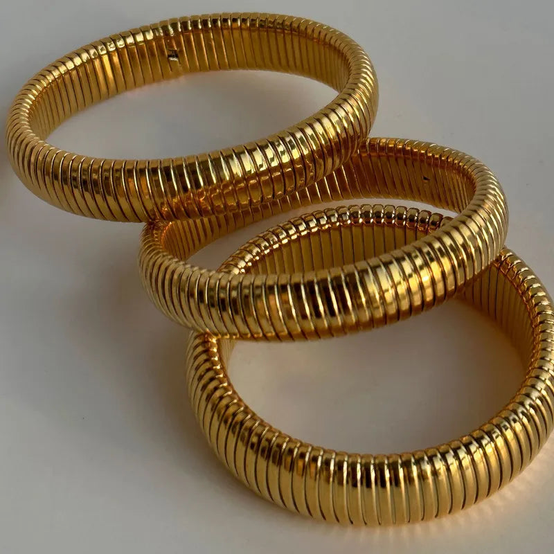 IG Style Basic Solid Color 304 Stainless Steel 18K Gold Plated Stainless Steel Bracelets