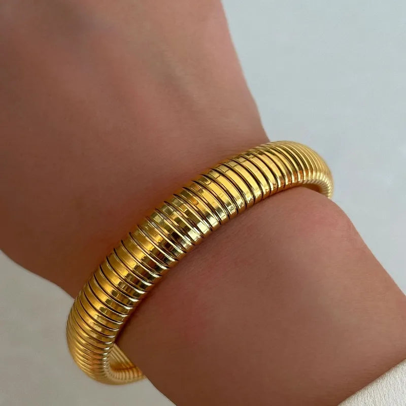 IG Style Basic Solid Color 304 Stainless Steel 18K Gold Plated Stainless Steel Bracelets